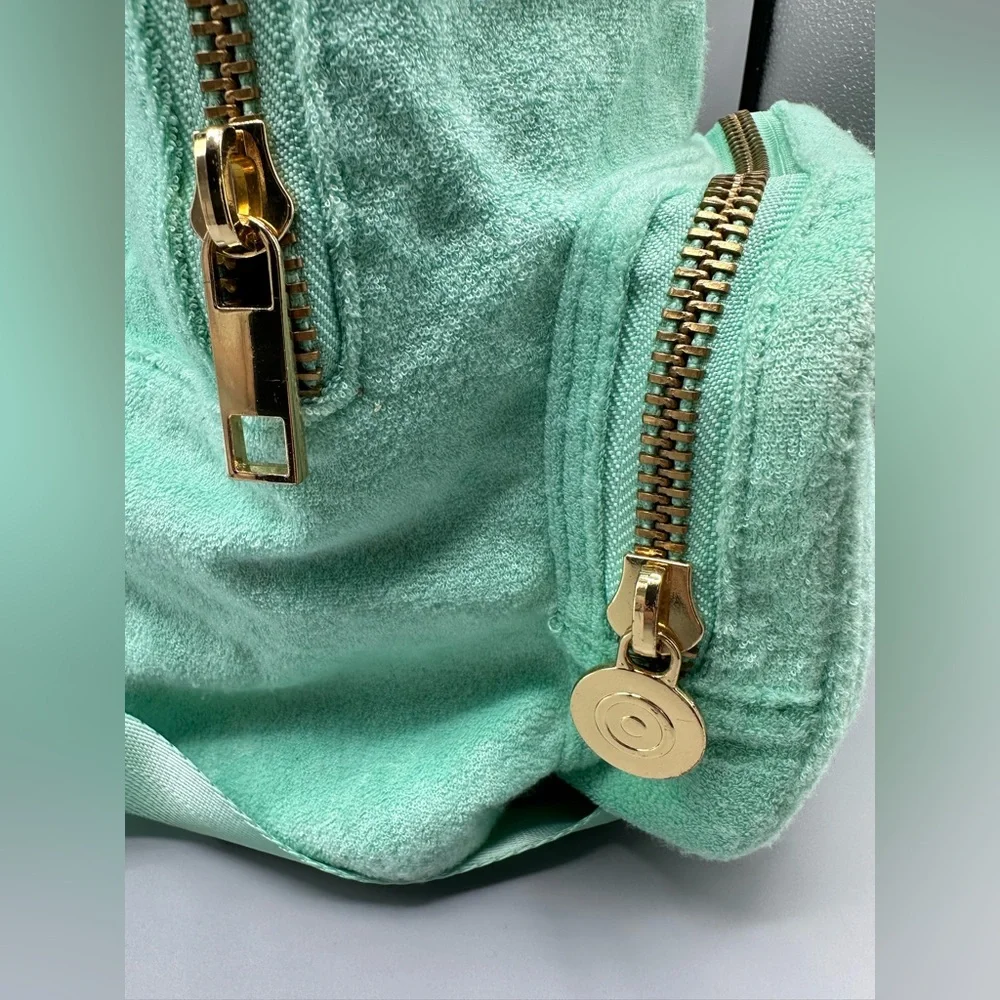 Stoney Clover Lane Terry Cloth Embossed Backpack Light Green Mint